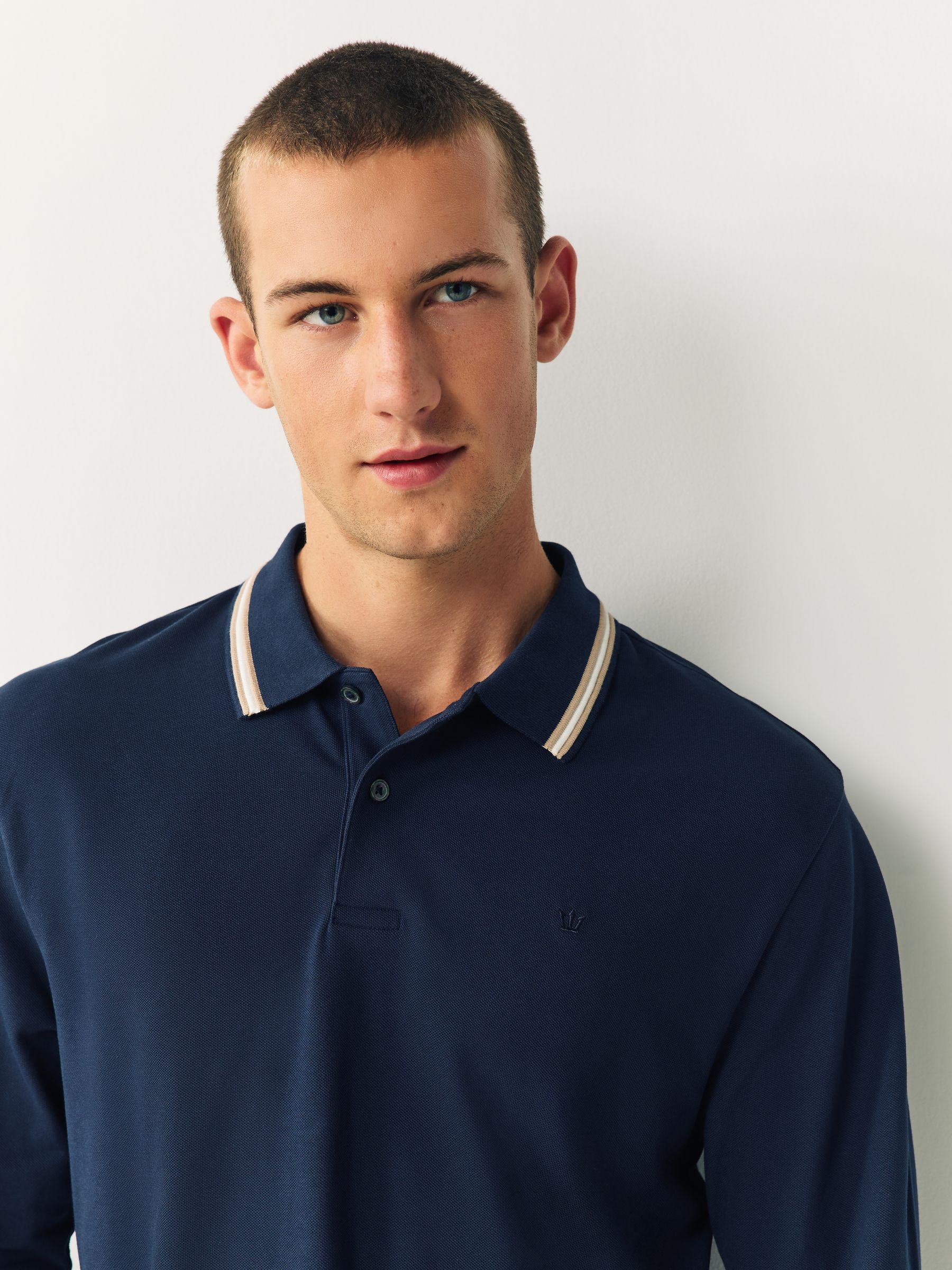 Marineblauwe Ottoman - Poloshirt met contrasterende rand