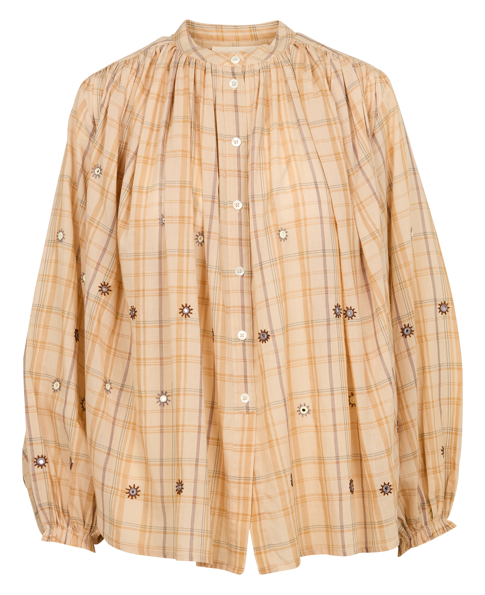 OLIVE - Chemise droite rayée en coton | Beige