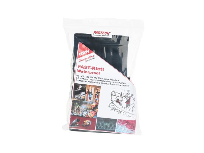 FASTECH Klettband 10 x 50 cm, Schwarz Wasserfestes Klettband