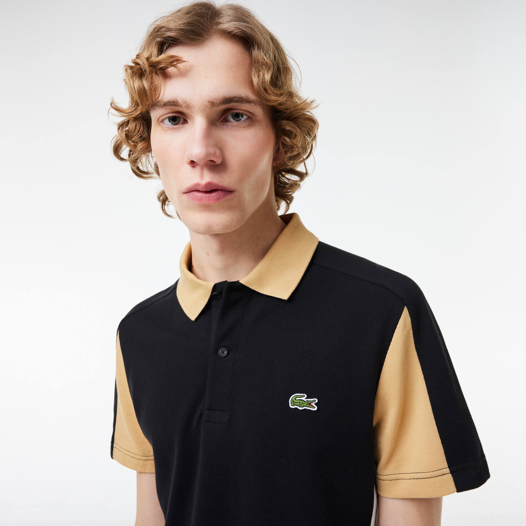 Poloshirt aus Baumwollpiqué mit Colourblock Kurze Ärmel - Schwarz - Lacoste - Herren
