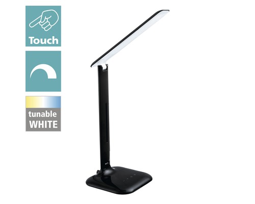LED-kantoorlamp, dimbaar, 2,9W, 280 lm, 3000/6500 KH, 55 cm, Caupo, zwart
