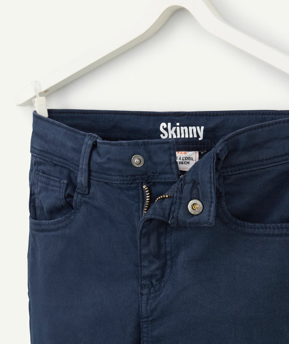 PANTALON SKINNY GARÇON EN FIBRES RECYCLÉES BLEU MARINE