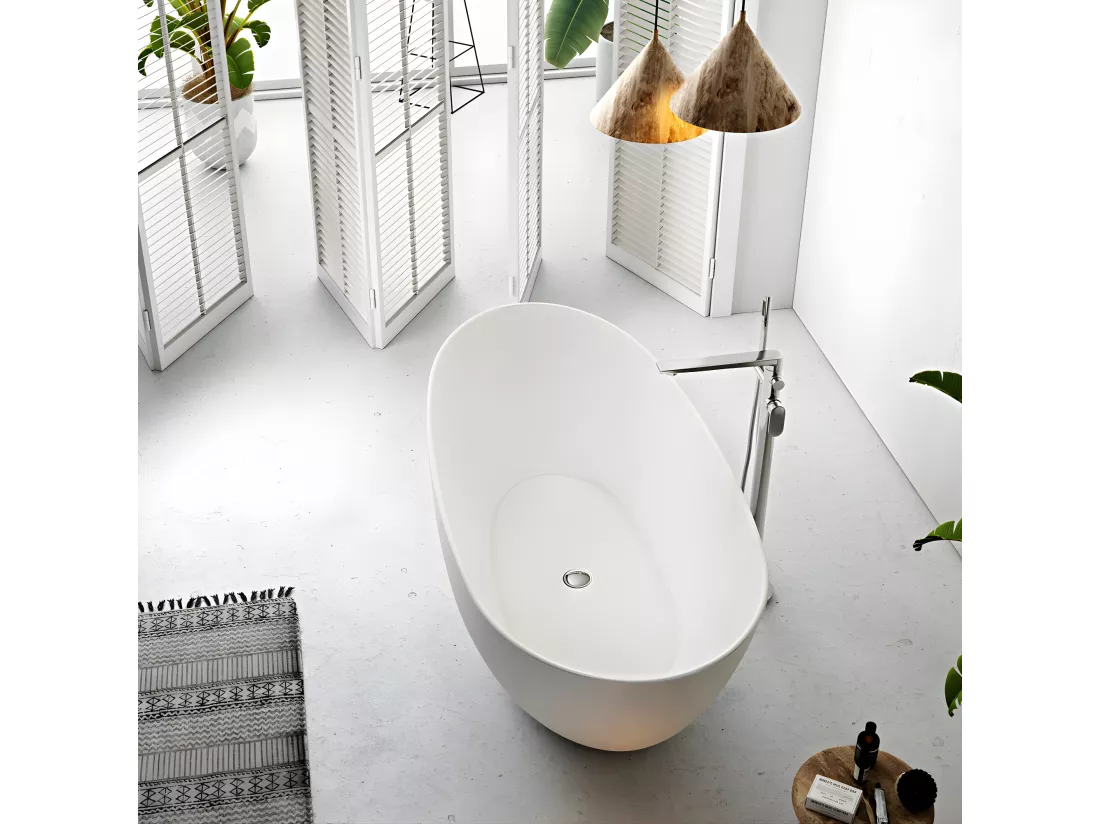 Baignoire îlot design ovale FLORIDA blanche 165 cm Mat