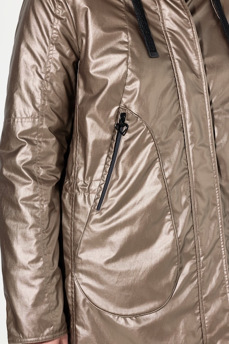Jacke, A-Linie, farbiges Futter, Kapuze