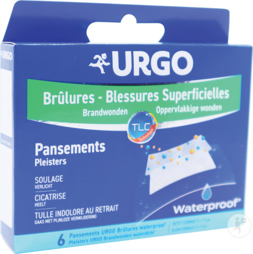 Urgo Pansements Waterproof Pour Brûlures/Blessures Superficielles Petit Format 5x7cm Pièces 6