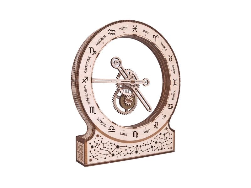 WoodTrick Bausatz Kinetic Clock: Zodiac Batteriebetriebene Uhr 3D Bausatz aus Holz