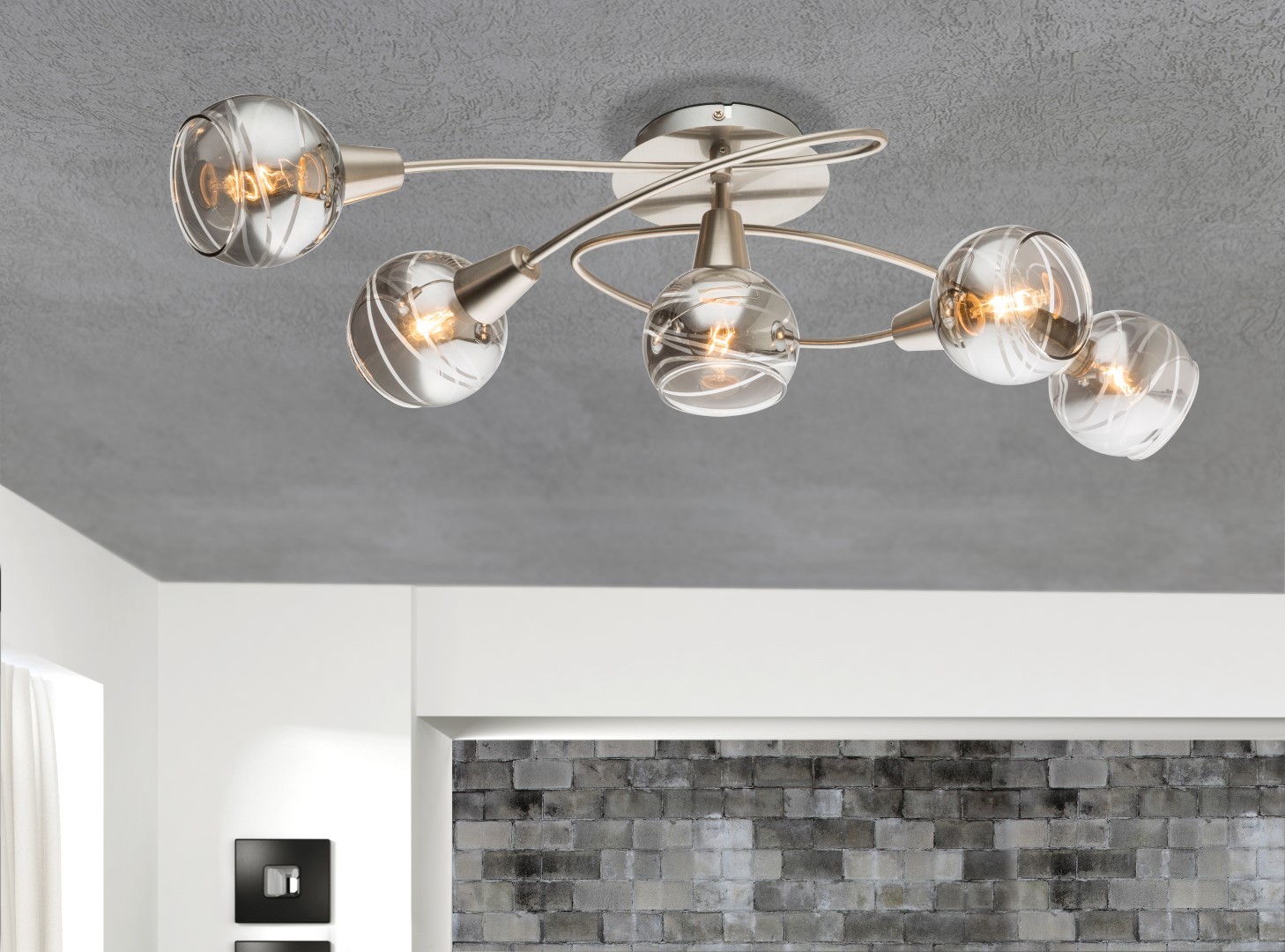 LED-Deckenleuchte - Nickel matt - schwenkbare Spots