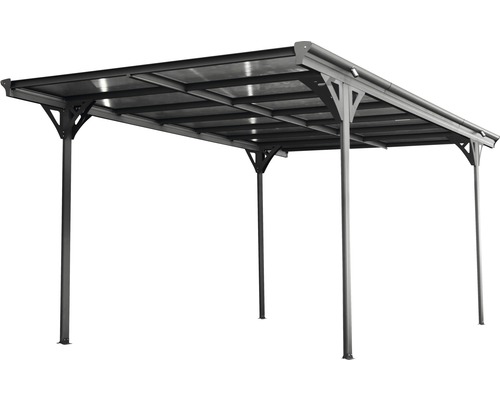 Enkele carport WESTMANN plat dak 6 mm dubbelwandige polycarbonaatplaten 15 m² incl. regengoot 305 x 503 cm antraciet