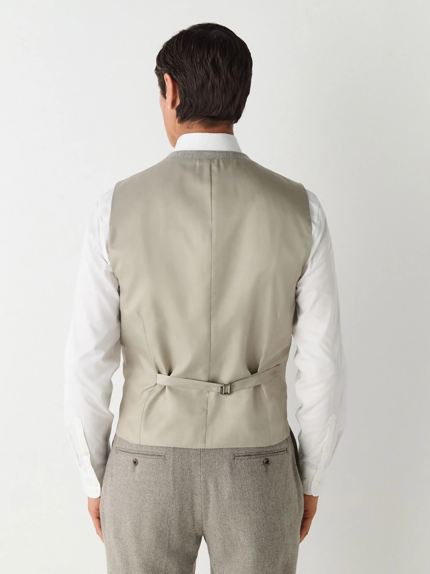 Neutraal - Slim Fit Trimmed Textured Wool Blend Suit Waistcoat