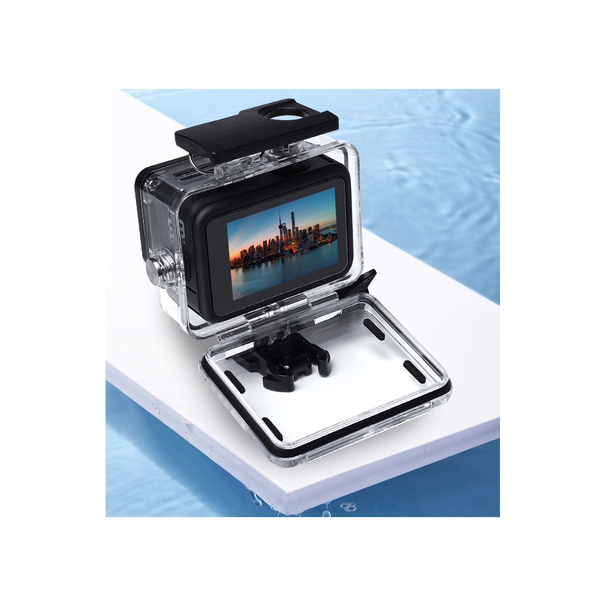 GoPro Hero 9 vanntett, gjennomsiktig deksel med tilbehør