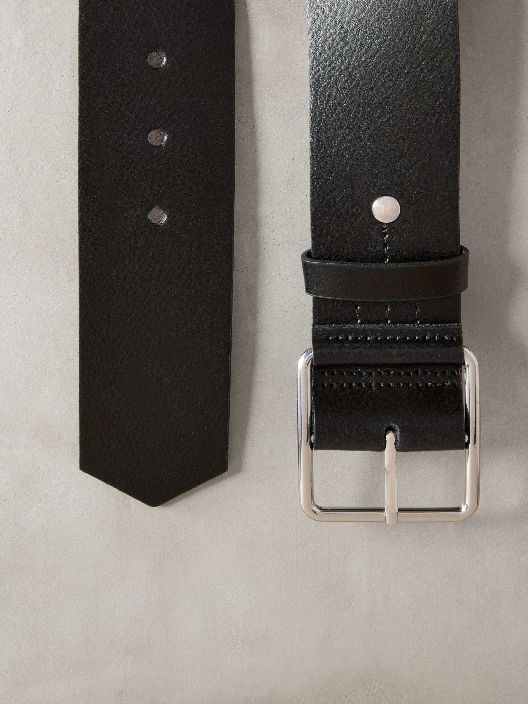 Zwart - N. Premium brede leren riem, Made in Italy