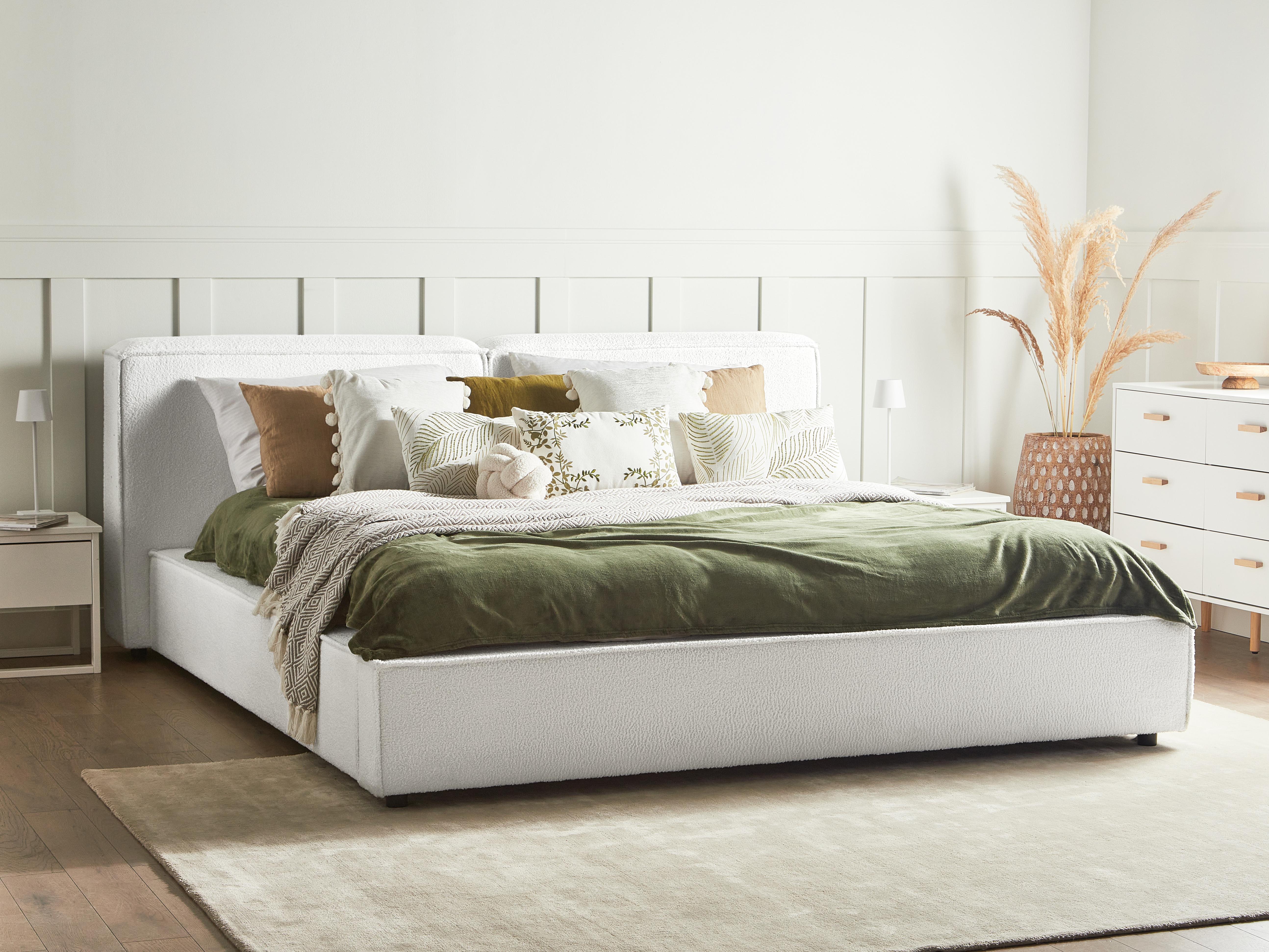 Bed Bouclé LINARDS 180 x 200 cm Wit