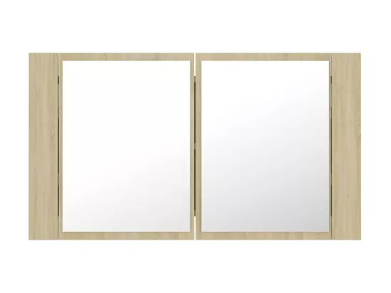 Armoire de salle de bain à miroir à LED Chêne sonoma 80x12x45