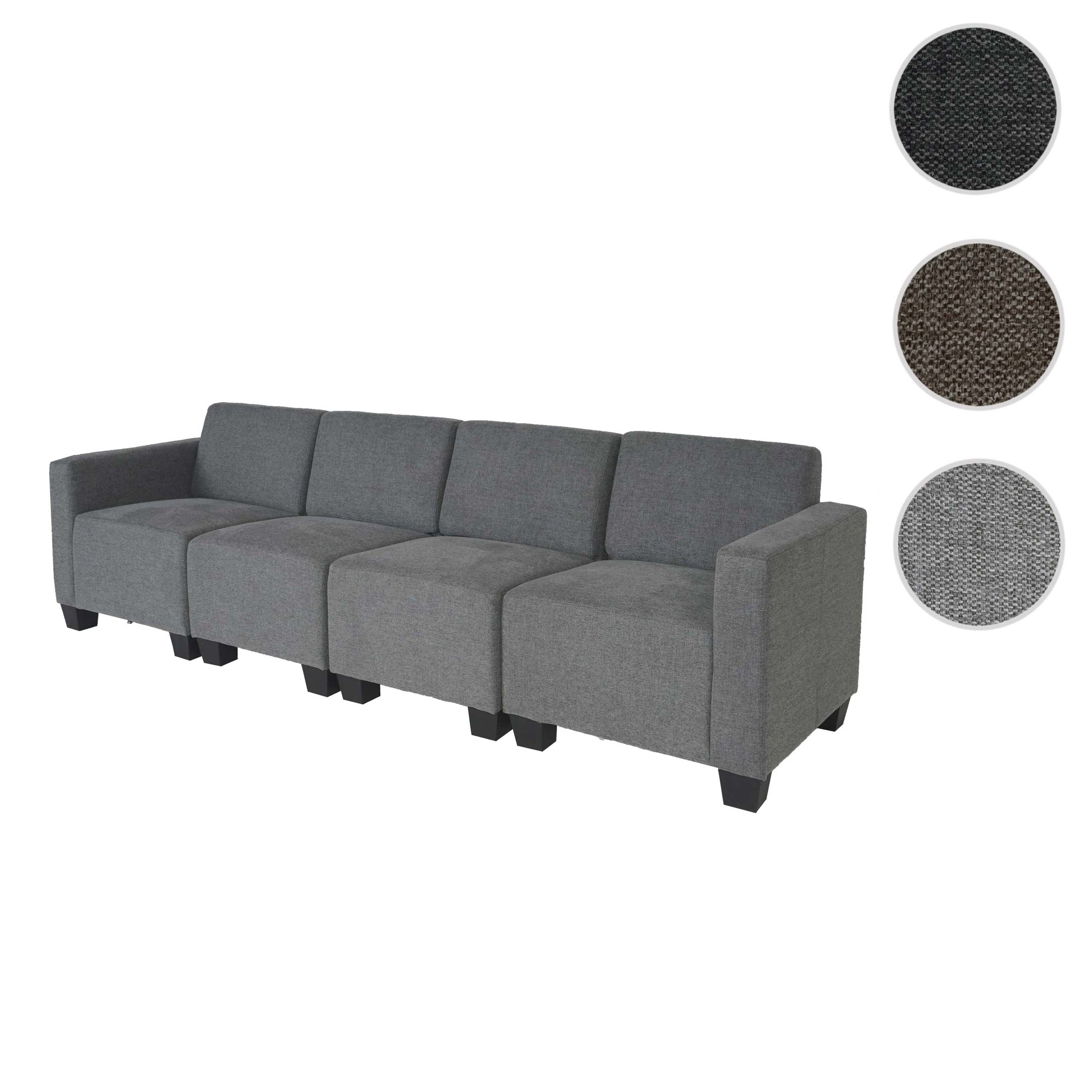 Modular 4-Sitzer Sofa Couch Moncalieri, Stoff/Textil ~ grau