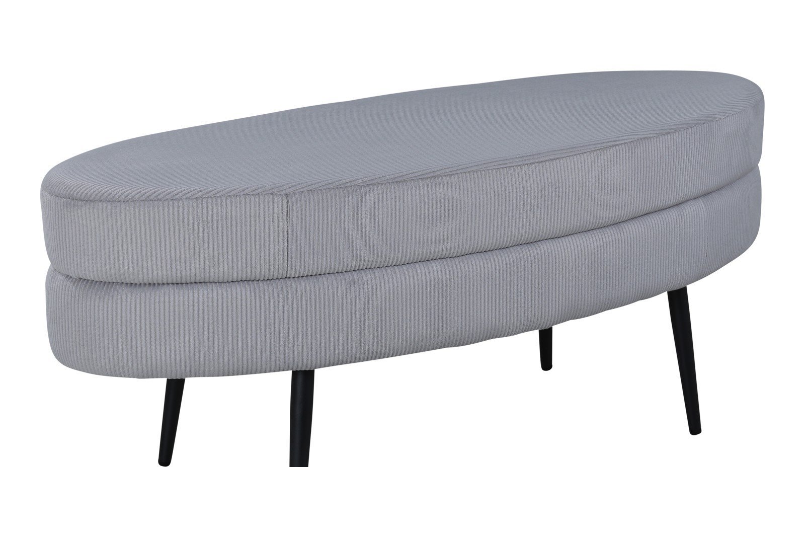 Otto pall Grå kordfløyel med sorte stålben. 100x40cm.