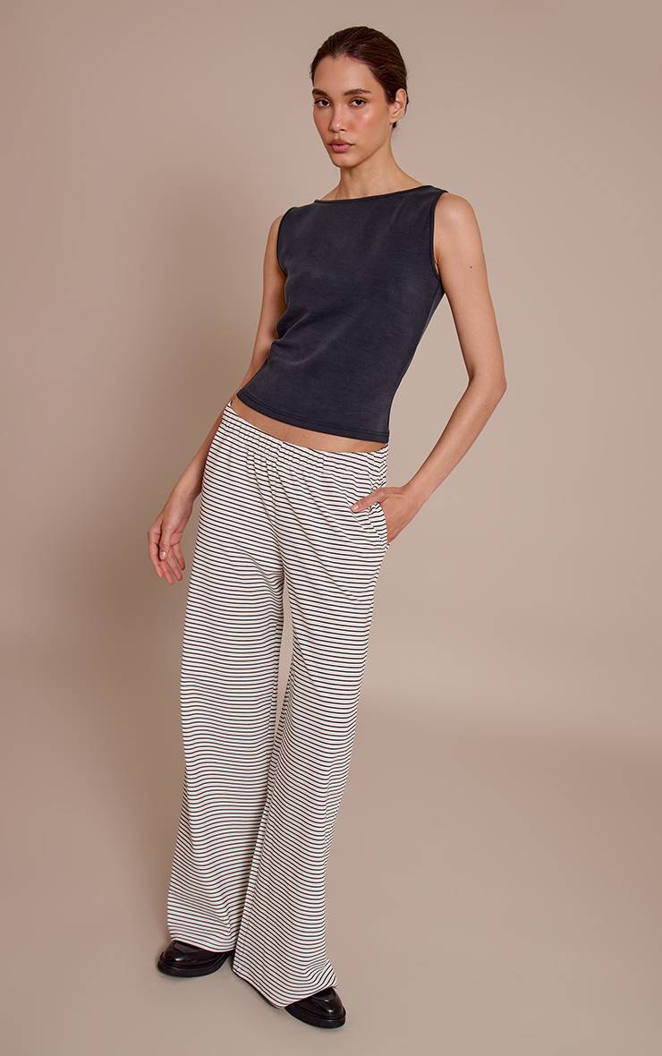 Monochrome Pantalon Large À Rayures En Coton Épais Avec Cordon De Serrage