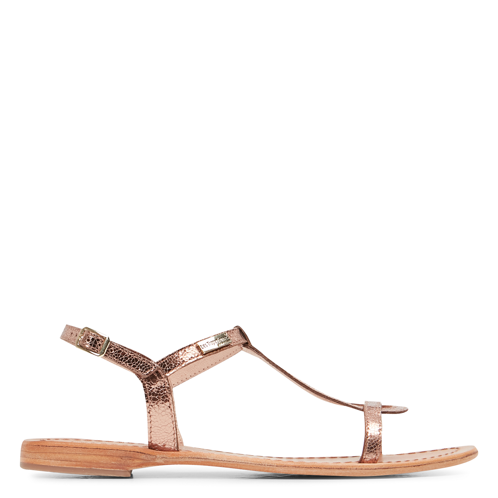 HAMAT - Sandales plates en cuir métallisé | Doré