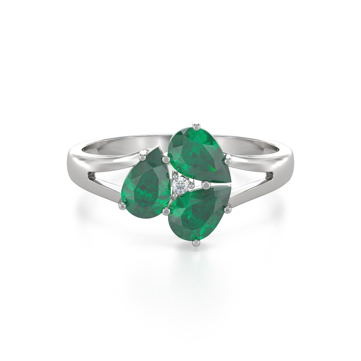 Bague ADEN Emeraude et diamants sur Argent 925 2.5grs