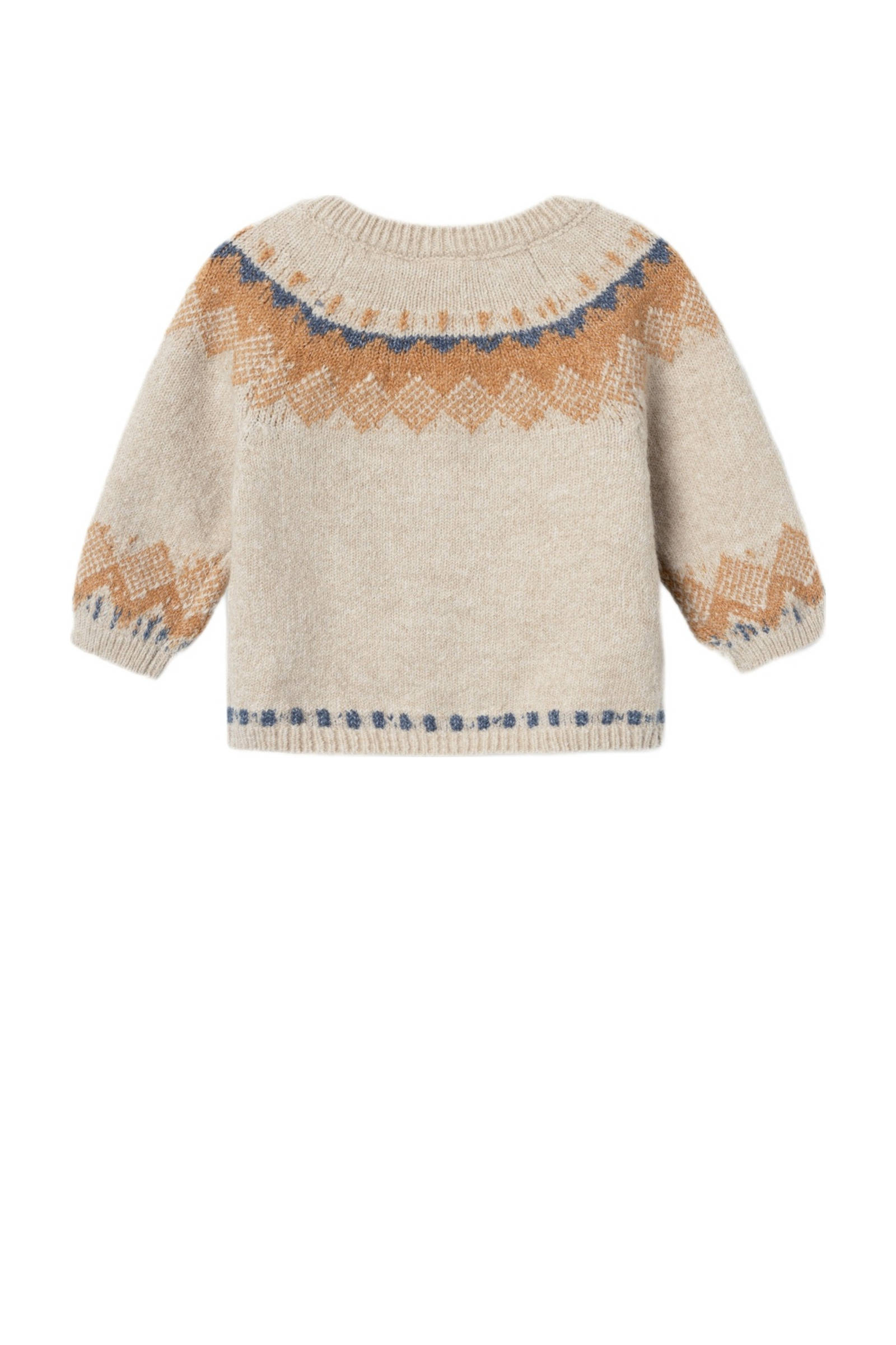 NAME IT baby fijngebreid vest NBMONOR met all over print beige/bruin