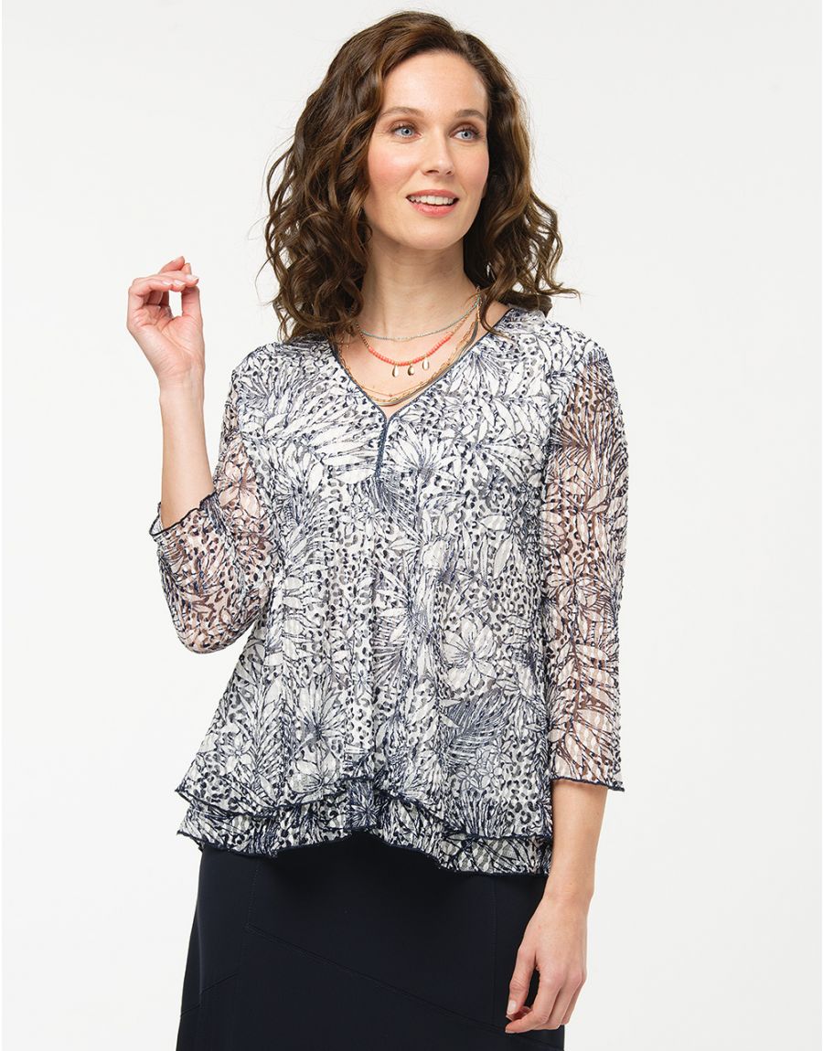 Blouse dentelle imprimée
