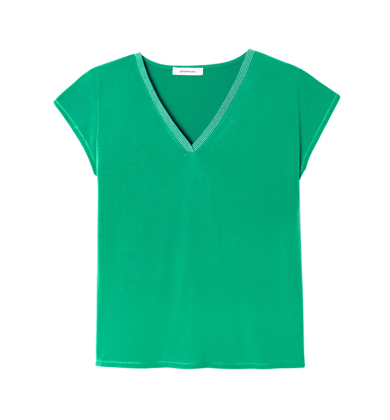 T-shirt col V détail irisé - Vert
