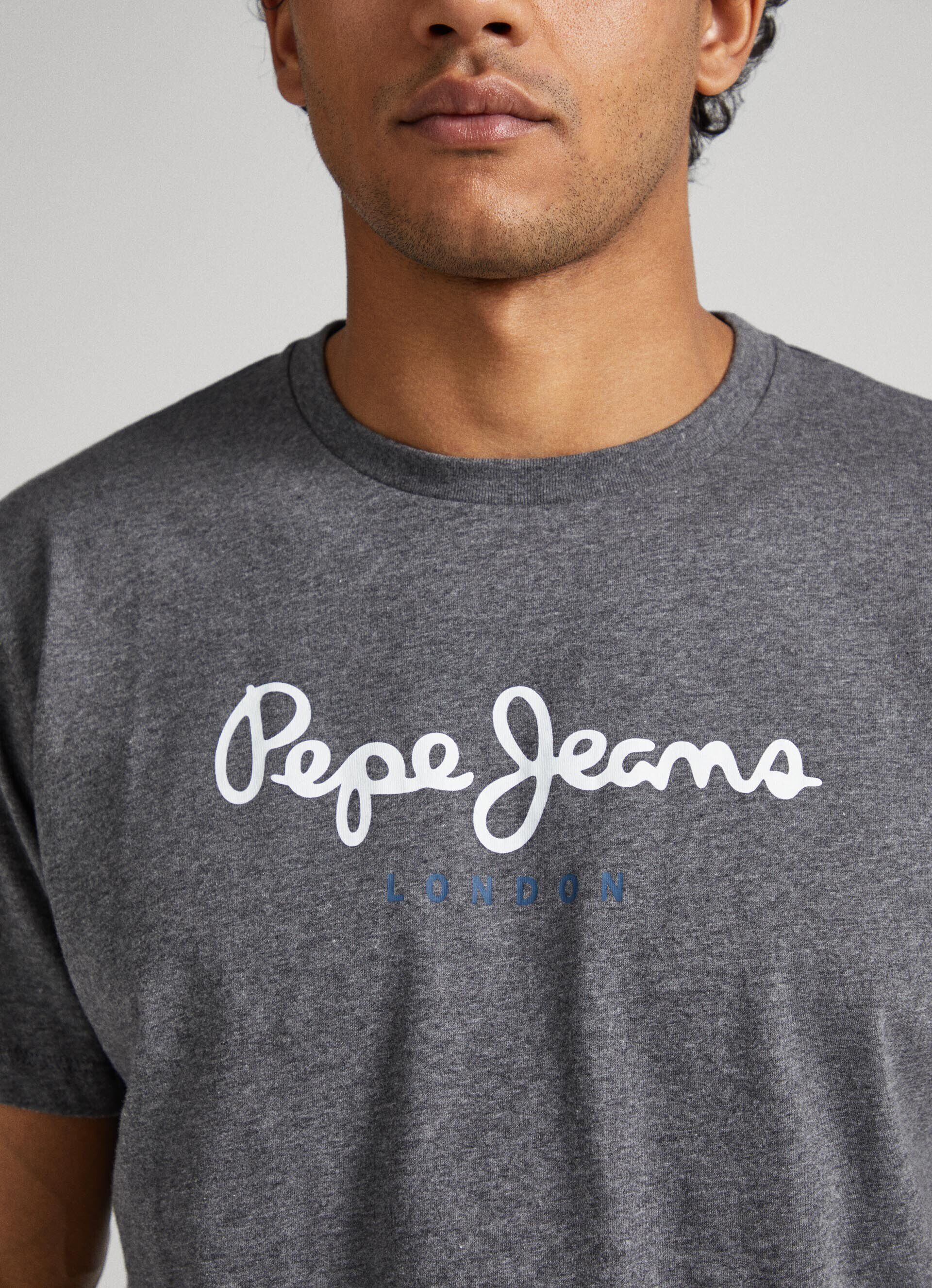 Camiseta de algodão com logotipo estampado - cinza escuro