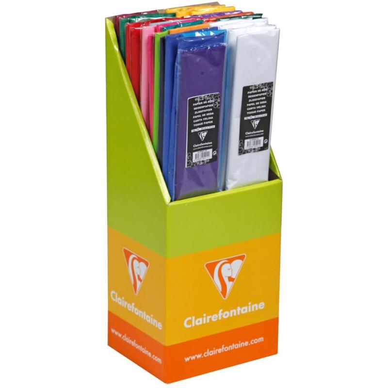 PAPIER DE SOIE, 40 sachets de 8 feuilles 18g/m2 au format 50x75cm (en présentoir) - Assortiment