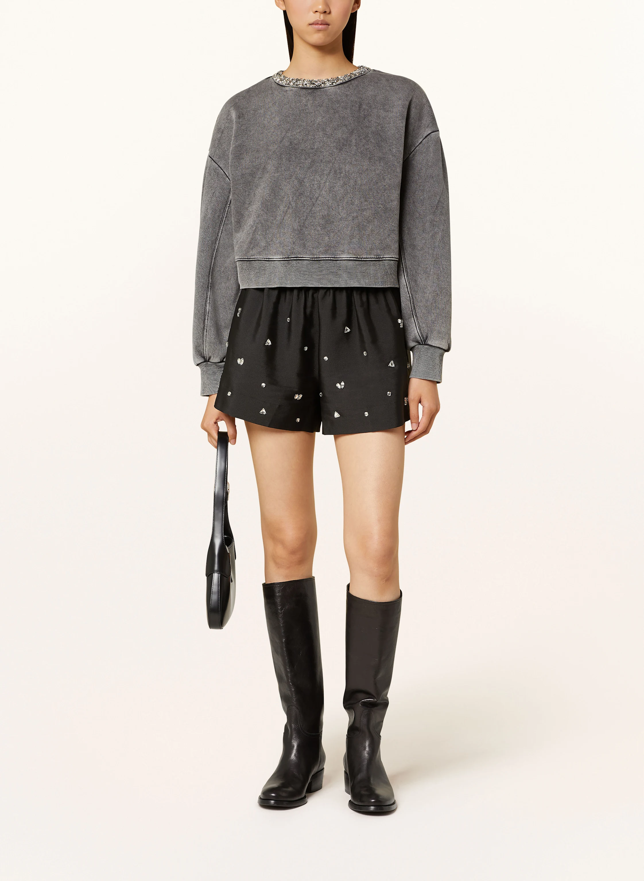 SANDRO Sweatshirt mit Schmucksteinen