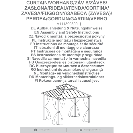Sunjoy gardin til pavilion 300cm x 300cm