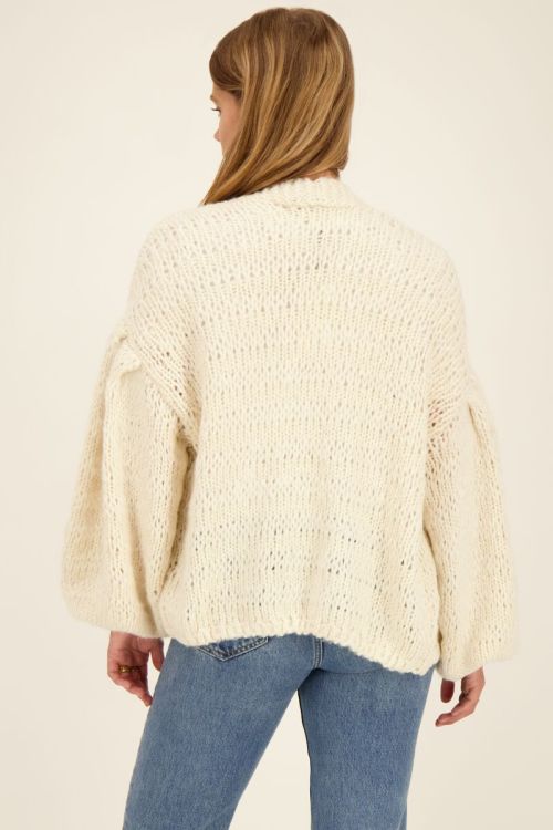 Beige grof gebreid vest