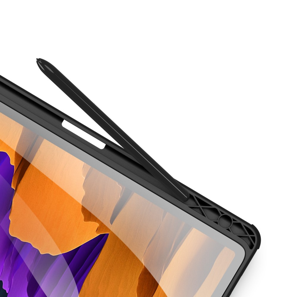 Samsung Galaxy Tab S8 / Tab S7 Leder Tasche Smart Cover Schutzhülle   S-Pen Halter - Schwarz