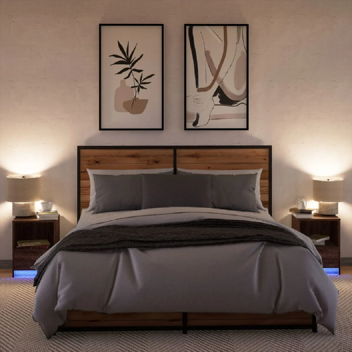 vidaXL Armoires de chevet avec LED