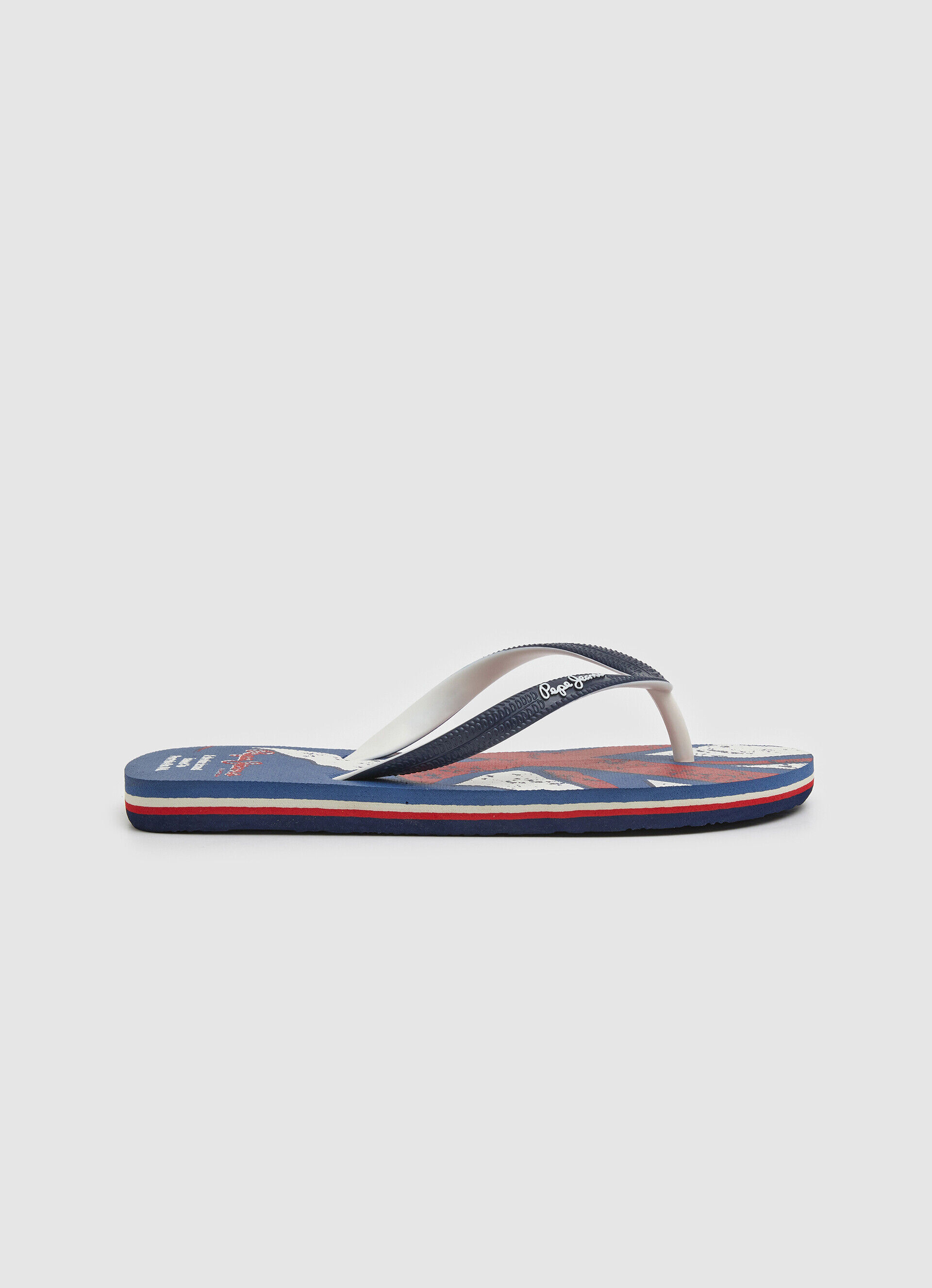 Chinelo de dedo com estampa de bandeira de praia - azul marinho