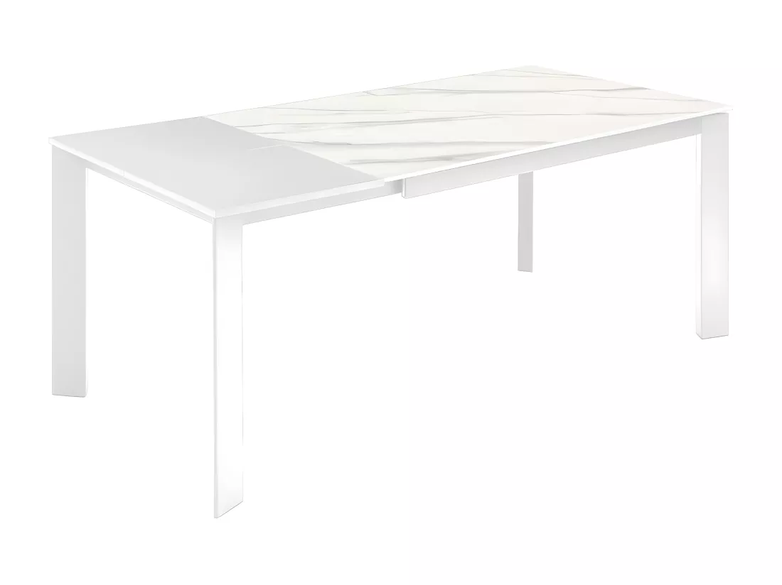 David Table extensible (140/200 x 90 cm) en céramique blanche