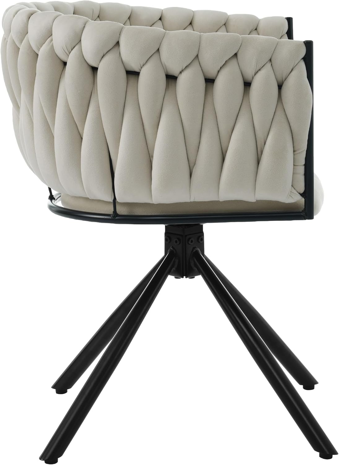 Merax Drehstuhl 6er Set, Moderne Esszimmerstuhl aus Samt, Armlehnstuhl Drehbar mit Metallbeinen, für Esszimmer, Wohnzimmer, Schlafzimmer, Beige