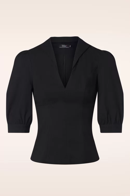 Vintage Diva  The Laura Lee blouse in zwart