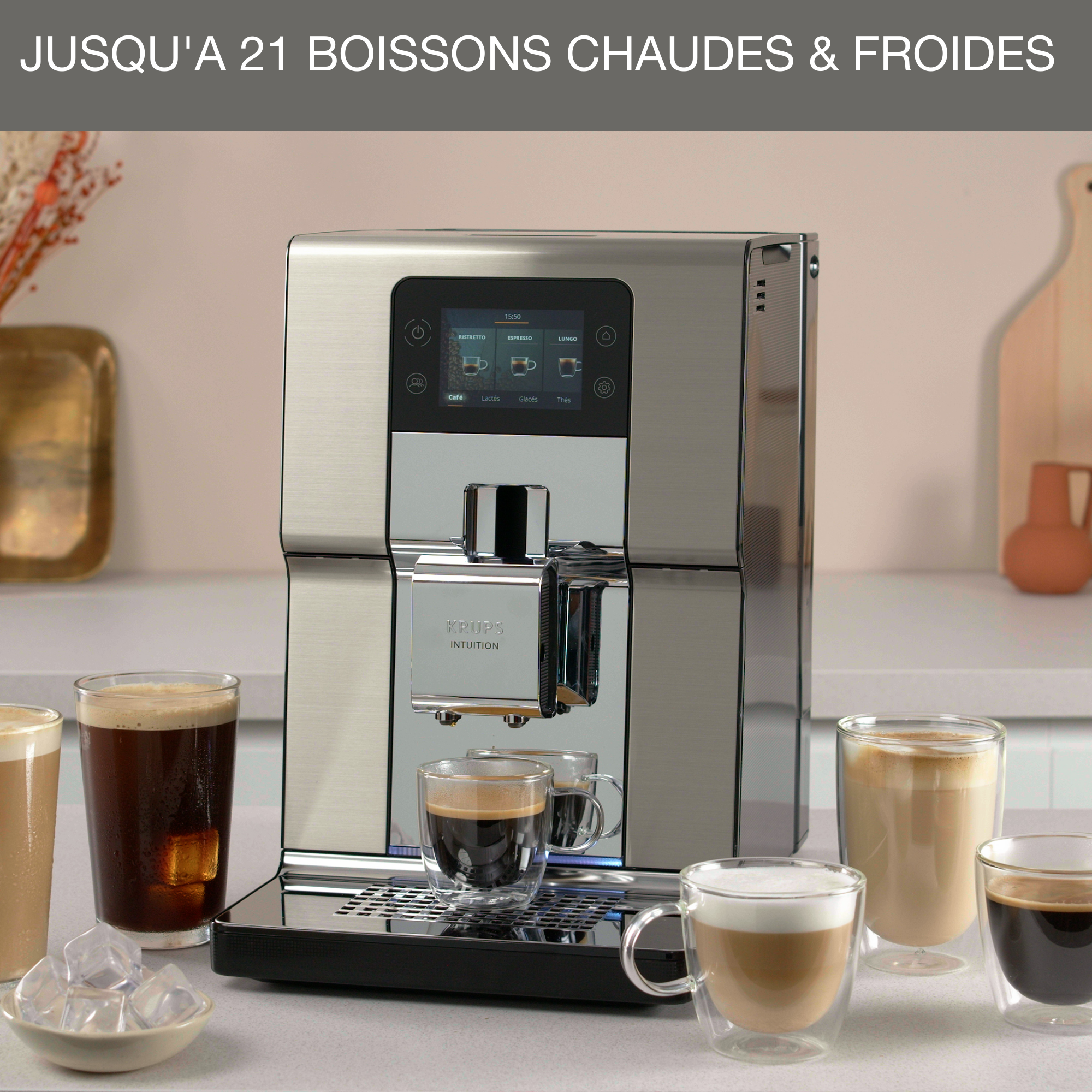 Intuition Expérience+, Machine à café à grain, 21 boissons, Ecran tactile couleur