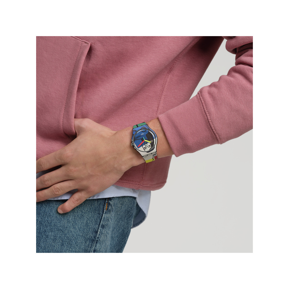 Montre SWATCH New gent bioceramic Leger's two women holding flowers homme bracelet silicone multicolore