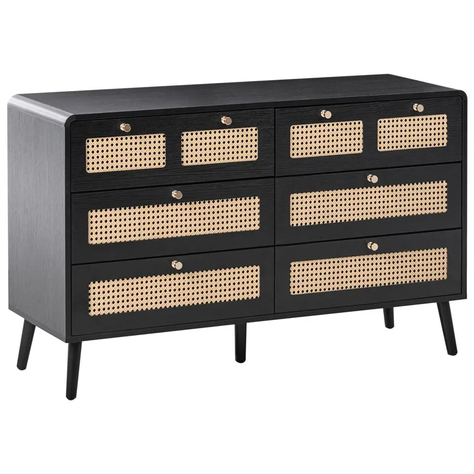 MOURA - Ladekast 6 lades - Zwart - MDF