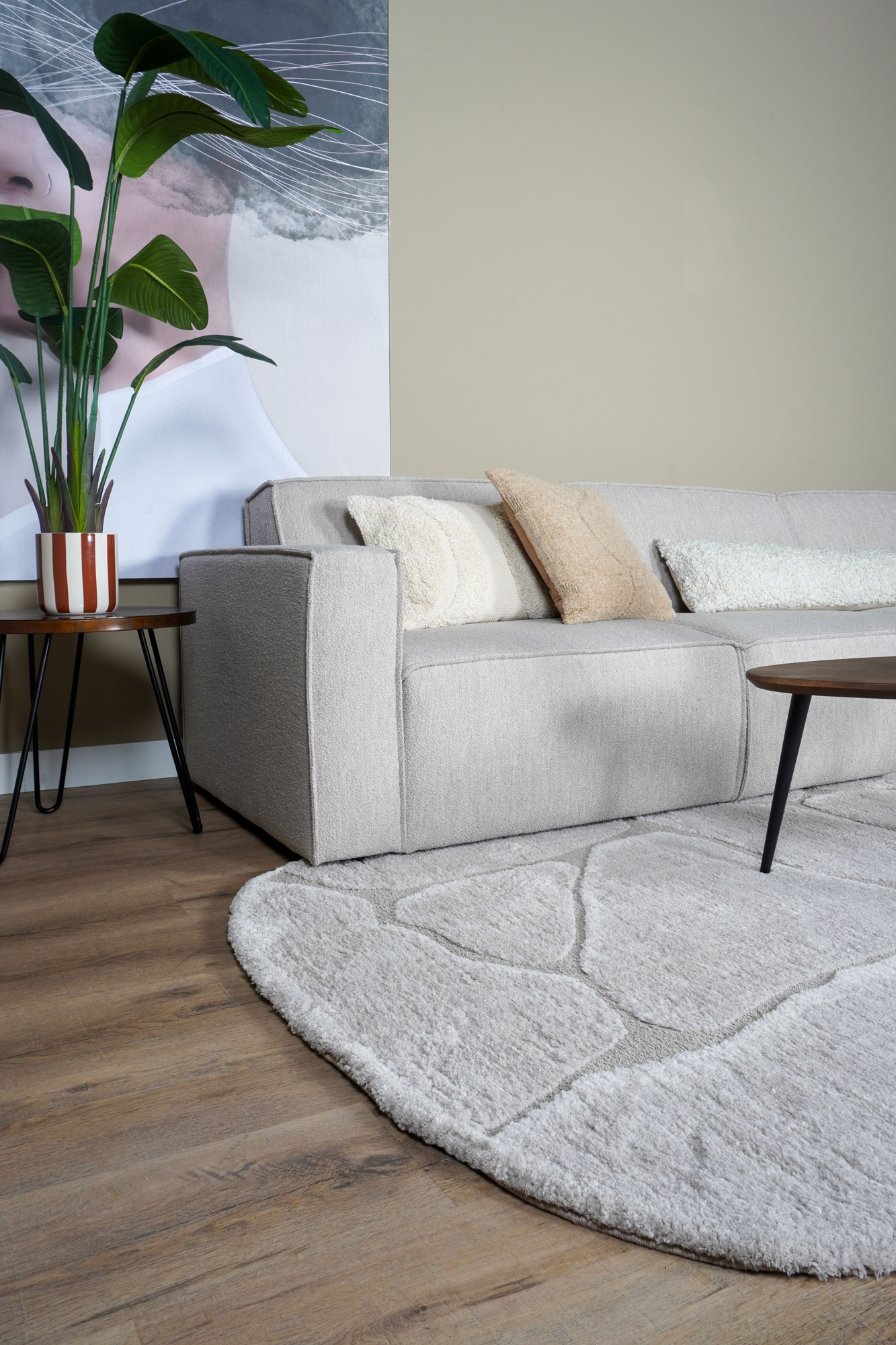Vloerkleed Macy Beige - Rounded Corners 200 x 290 cm