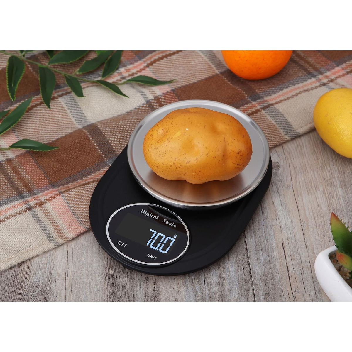 Digital kjøkkenvekt i rustfritt stål 2 kg / 0,1 g, svart / sølv