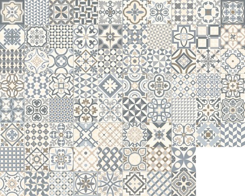 Porseleinen wand- en vloertegel Heritage grijs in 19 verschillende designs 33,15 x 33,15 cm