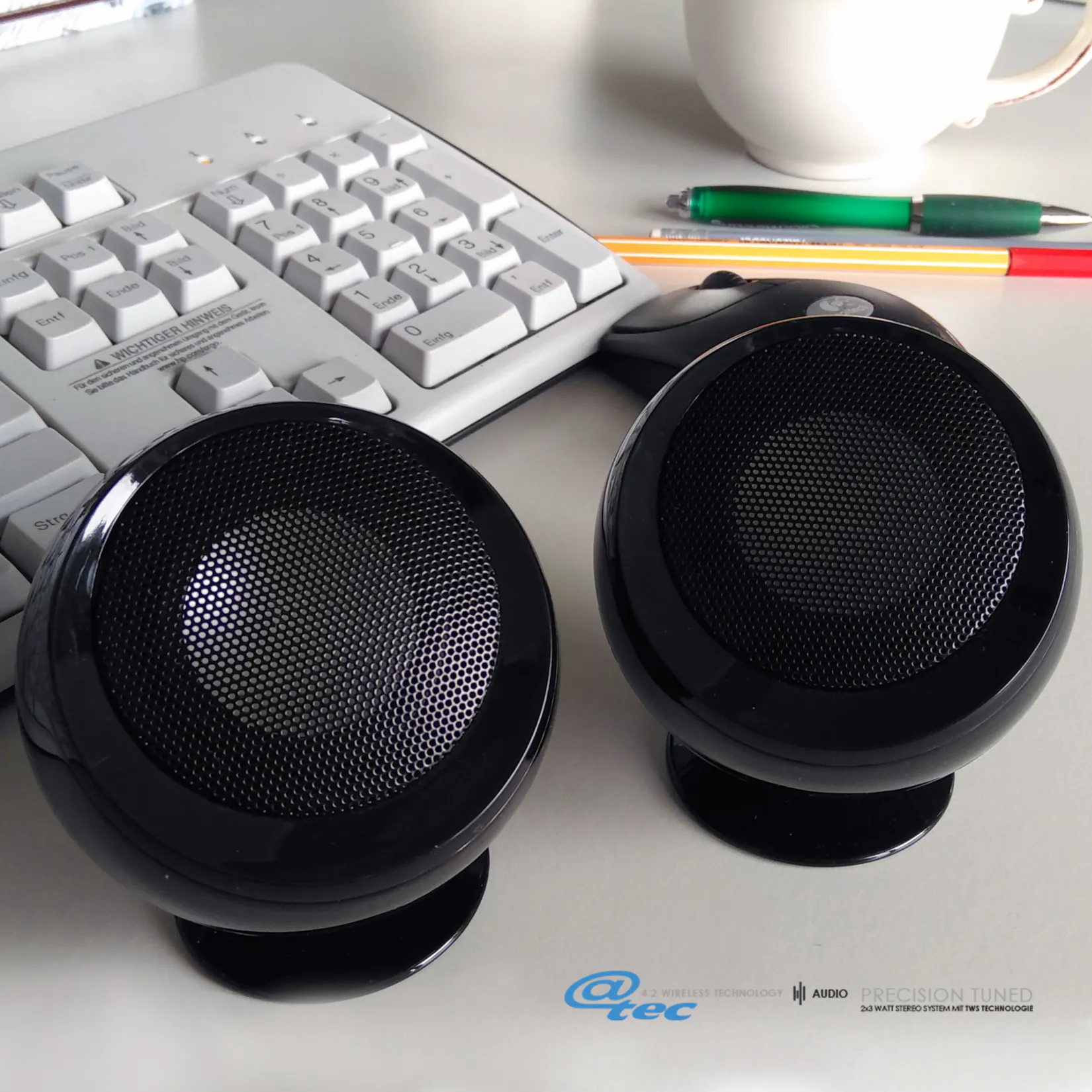 @tec TWS Mini Bluetooth Lautsprecher 2*3W True Wireless Stereo Speaker, kabellos, tragbar