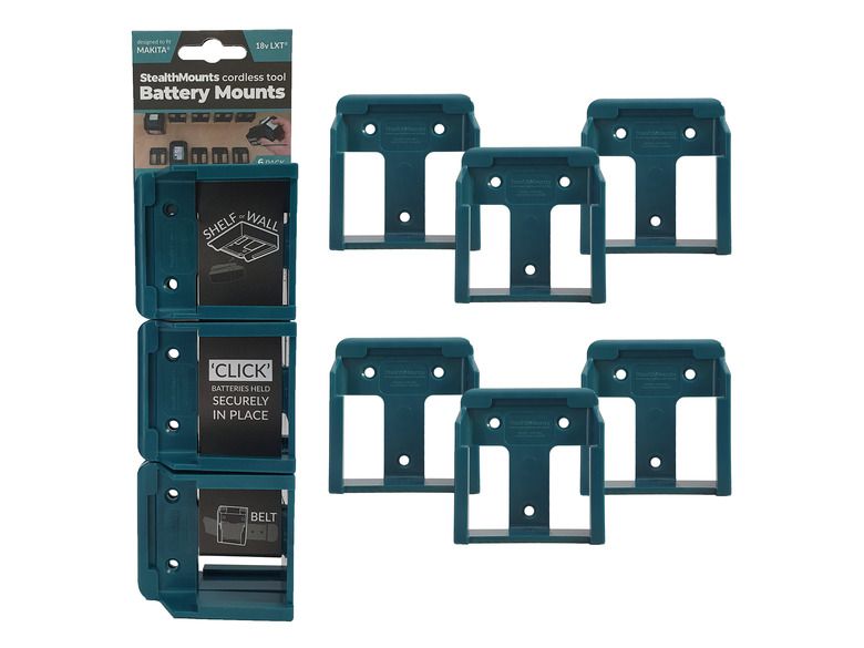 StealthMounts BM-MK18-BLU-6 Accuhouder voor Makita 18V LXT - Blauw- 6-pack