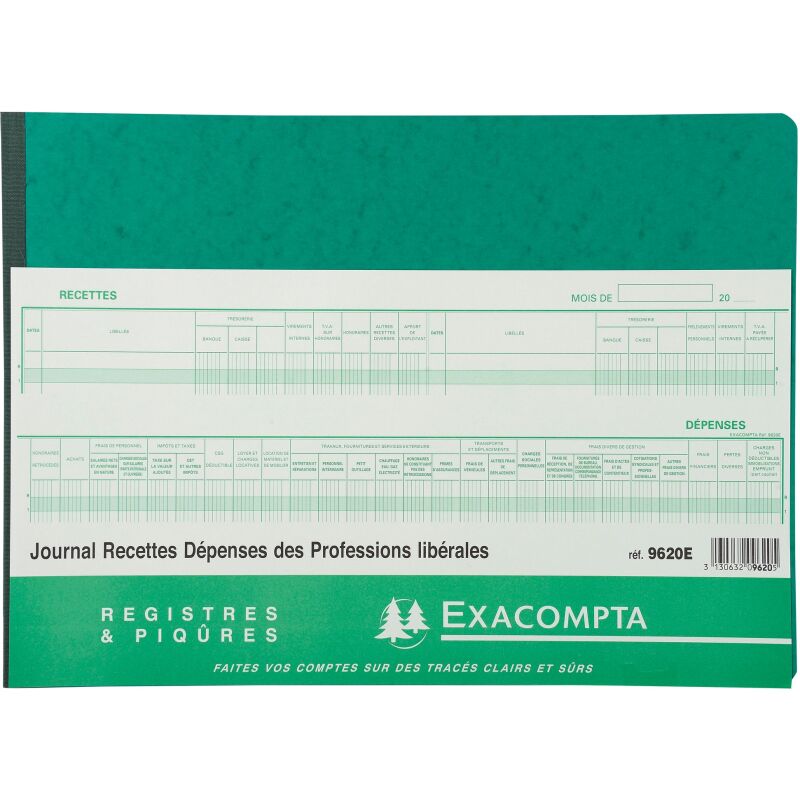 Registre imprimé spécial professions libérales Exacompta 9620E, 38 x 27 cm 80 pages