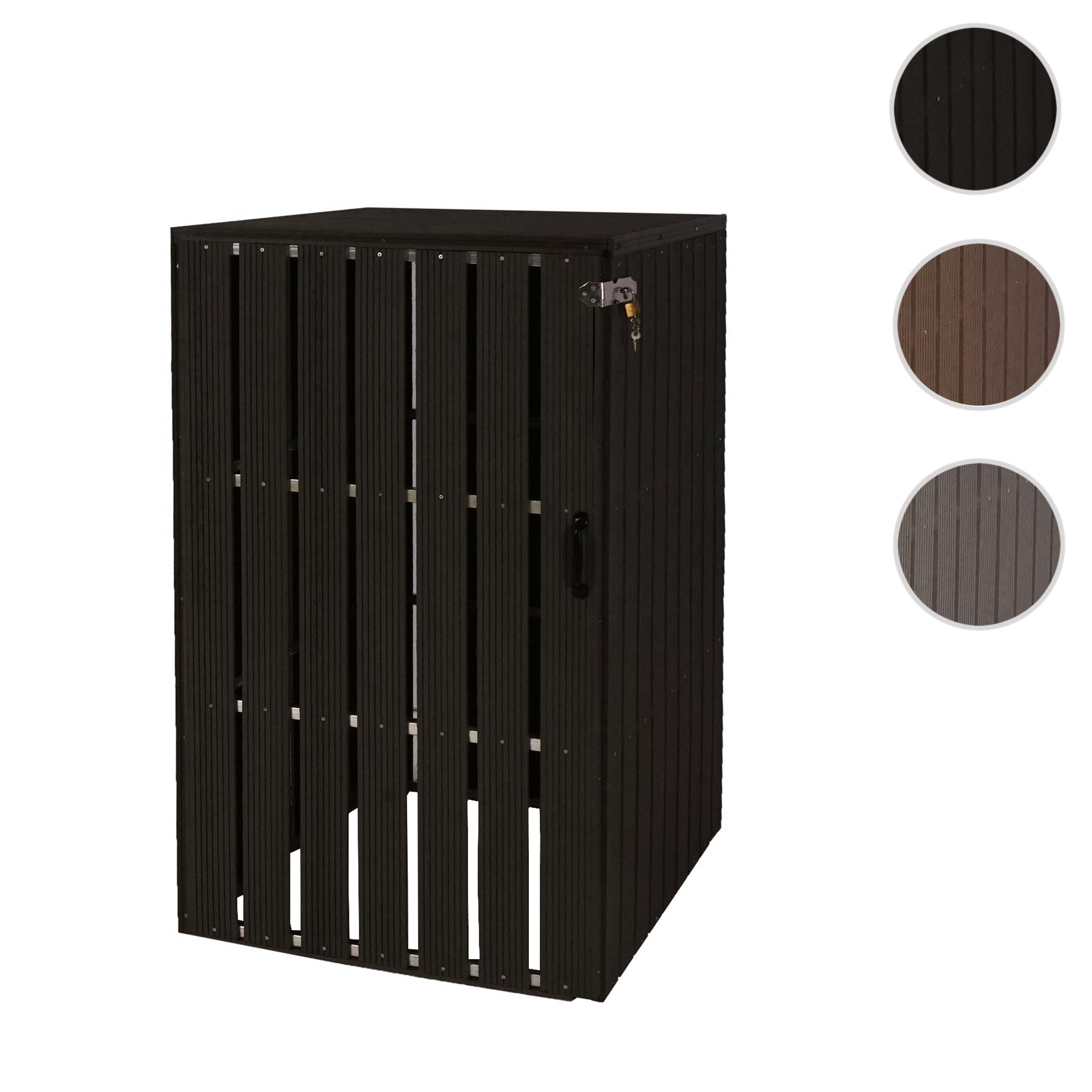 XL 1er-/2er-WPC-Mülltonnenverkleidung MCW-J28, Mülltonnenbox, Metall Holzoptik, erweiterbar ~ anthrazit