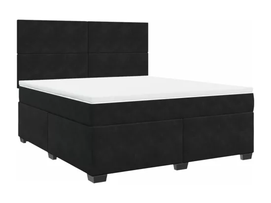 Sommier à lattes de lit avec matelas Noir 180x200 cm Velours