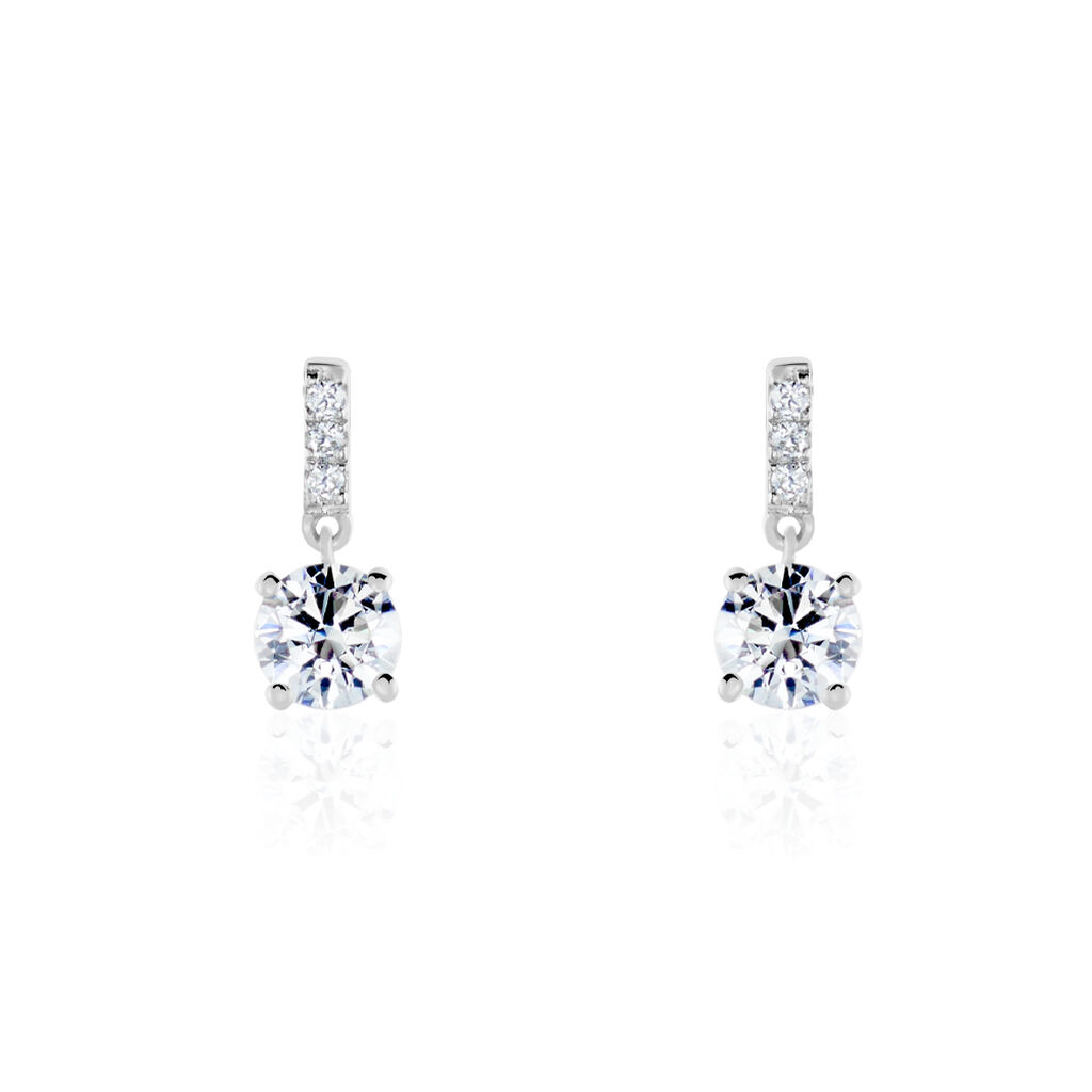 Boucles D'oreilles Pendantes Paciane Or Blanc Oxyde De Zirconium