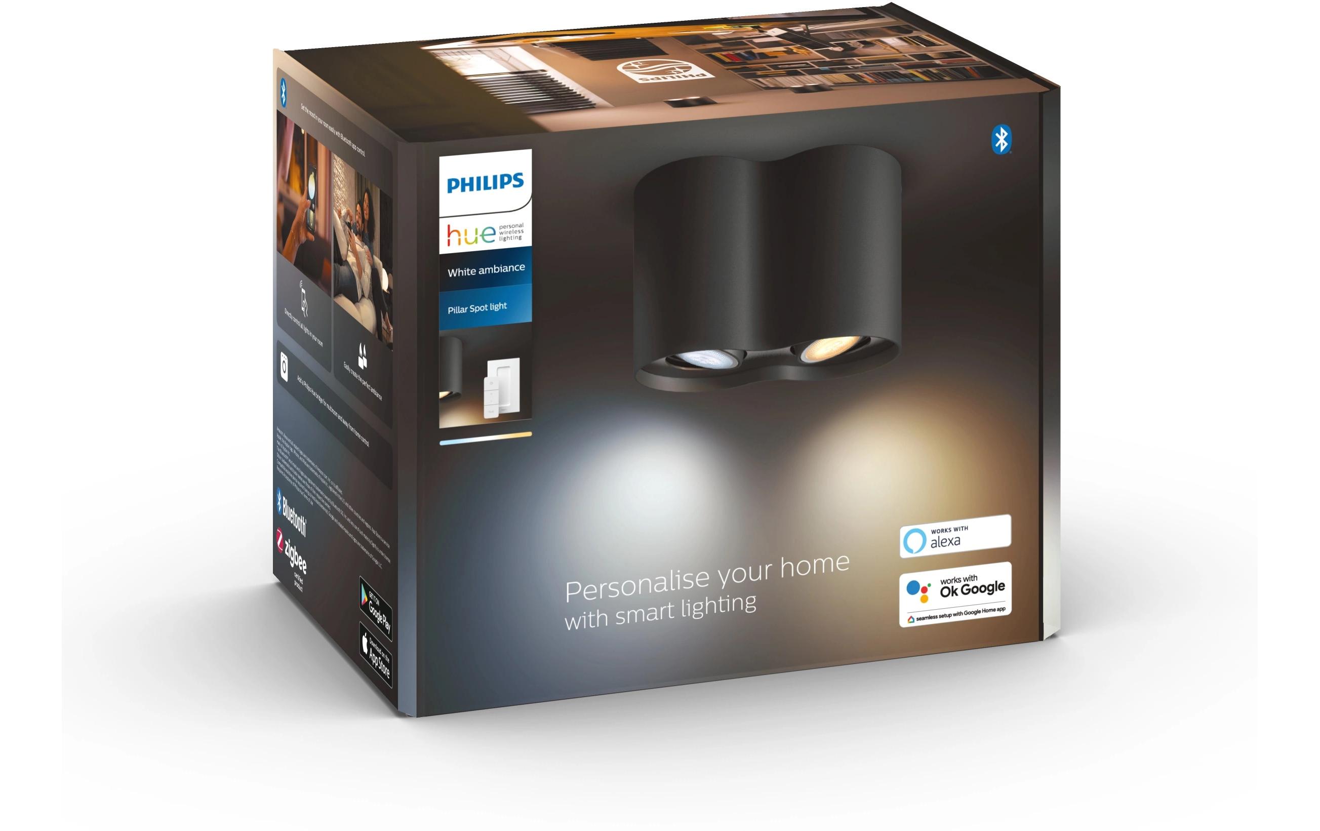 White Ambiance Pillar Doppelspot inkl. Dimmschalter Schwarz<br>Flexibles Licht für jeden Raum