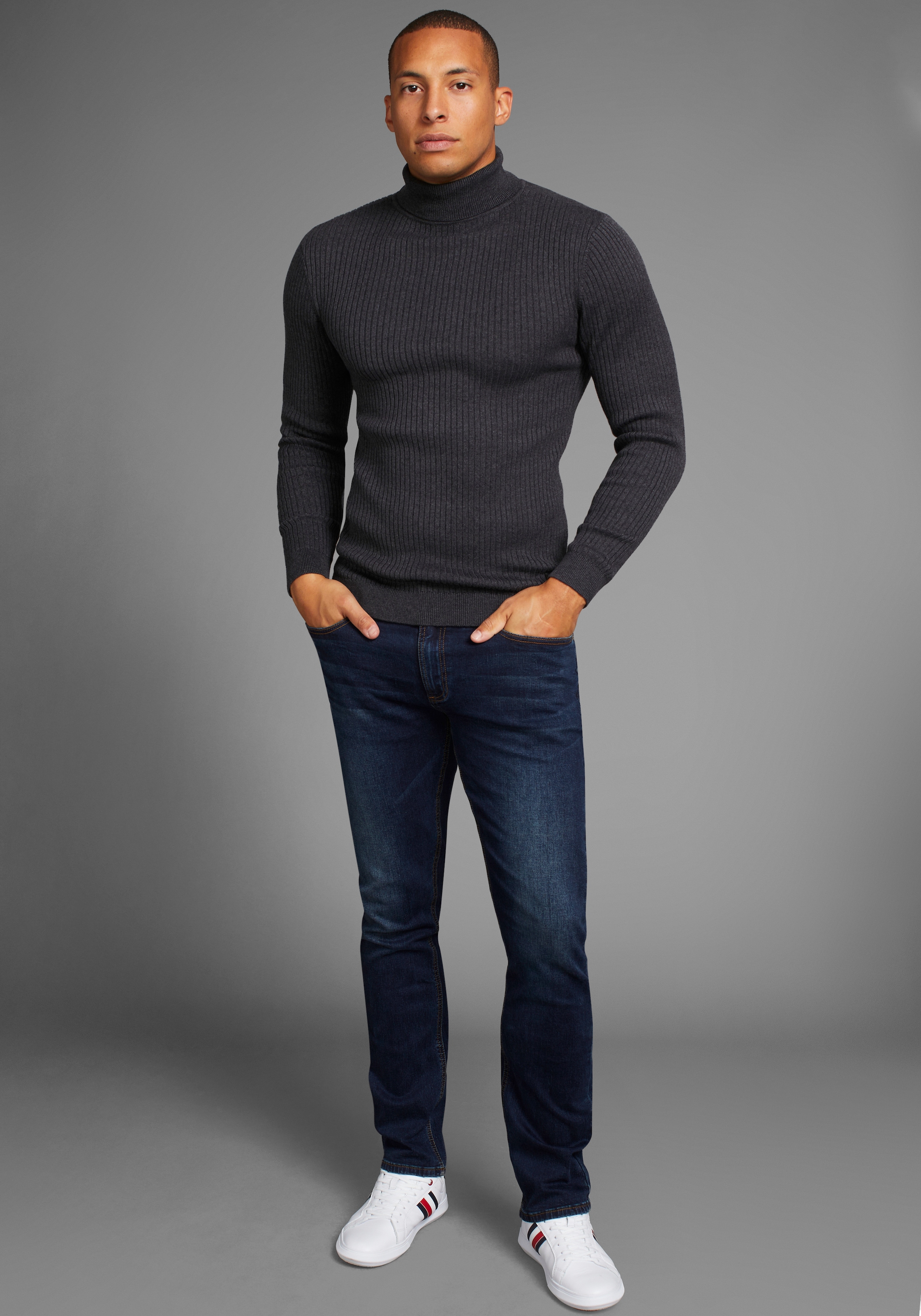 Bruno Banani Rollkragenpullover , in Rippenqualität